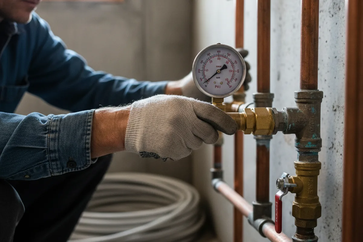Pressure testing a repaired line during Water Line Repair in Taconic